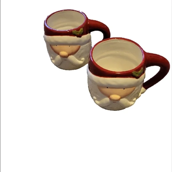 Santa Claus Ceramic Mugs - Red and White holds 24oz Set of Two - Picture 1 of 6